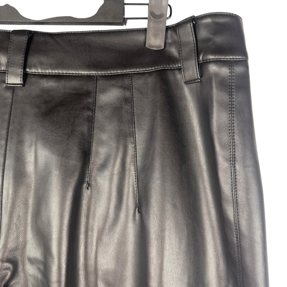 Zara High Rise Faux Leather Pants Black Size XL Straight Leg Front leg Seam - Picture 7 of 9